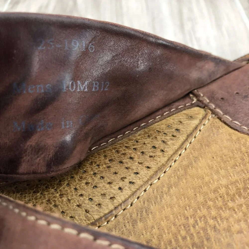 Johnston & Murphy JM Sandals Mens 10M Brown Leather Slip On Shoes